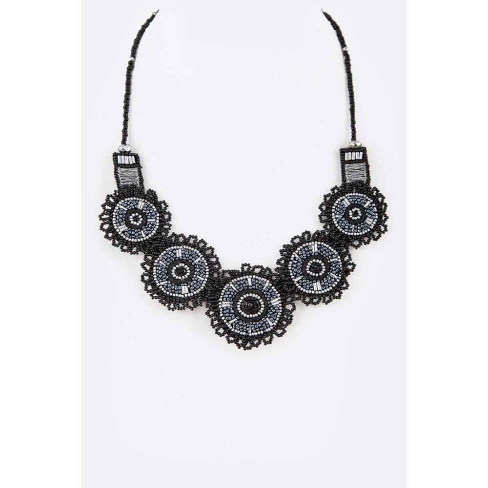 DIONA J SEED BEADS ICONIC NECKLACE COLOR JET